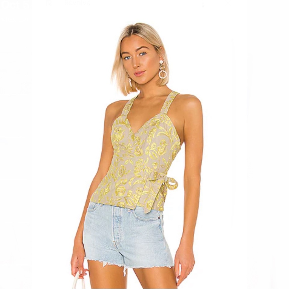 TULAROSA Sonora Embroidered Top in Yellow Floral Size S